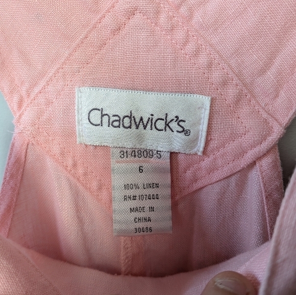 CHADWICK'S Baby Pink Overall Size 6 100% Linen Colorful - Picture 6 of 12